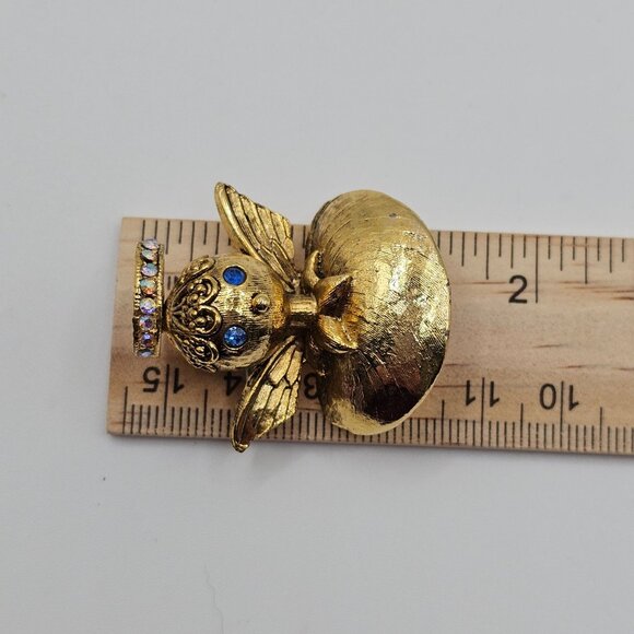 Vtg Brooch Signed Tortolani Guardian Angel Rhinestone Halo Blue Eye Pin Shoulder - Picture 13 of 15